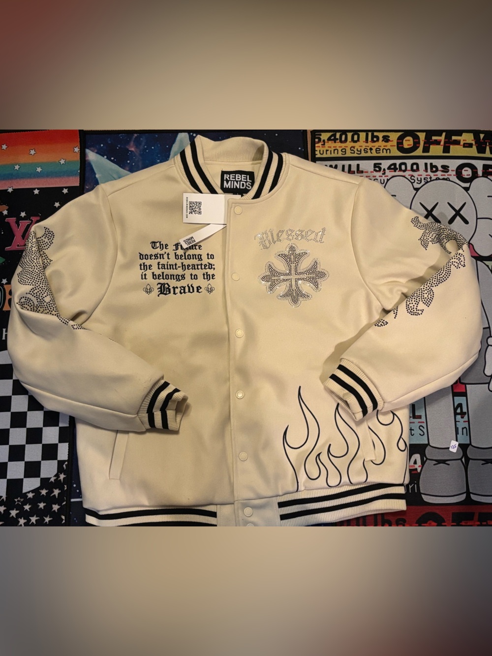 White Embellished Bomber Jacket - Women's
